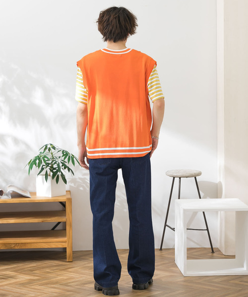 【秋旅カシミア100%【美品】『Papas➕』ニットベストオレンジ 秋旅カシミア100%【美品】『Papas➕』ニットベストオレンジ