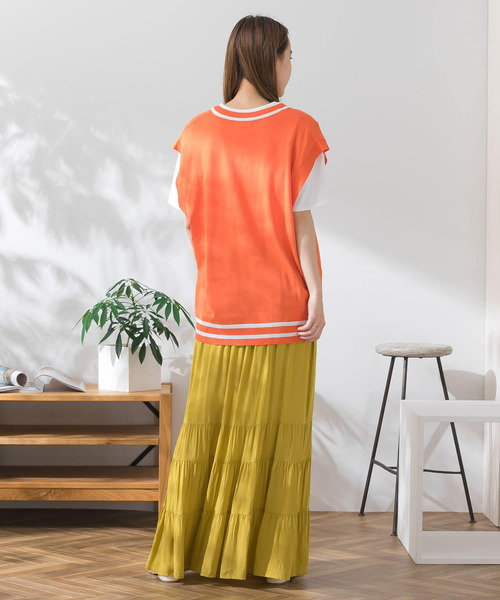 HEYUMM（ヘユム）の「配色カラーサマーニットベスト（ニット