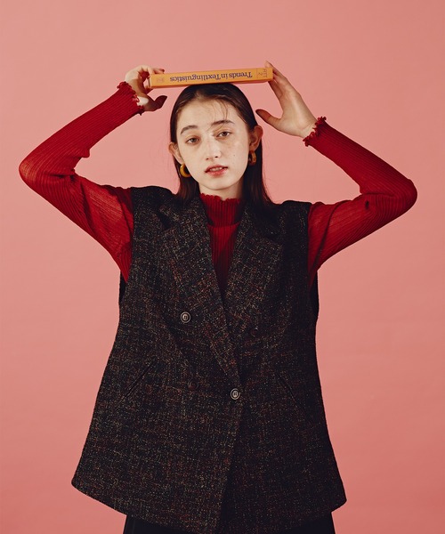 N.(N. Natural Beauty Basic)(エヌエヌナチュラルビューティーベーシック)の「《n.'look》◆オーバーショルダージレジャケット(その他アウター・レディース・チェック/ブラック系その他・MEDIUM)」の2枚目の写真