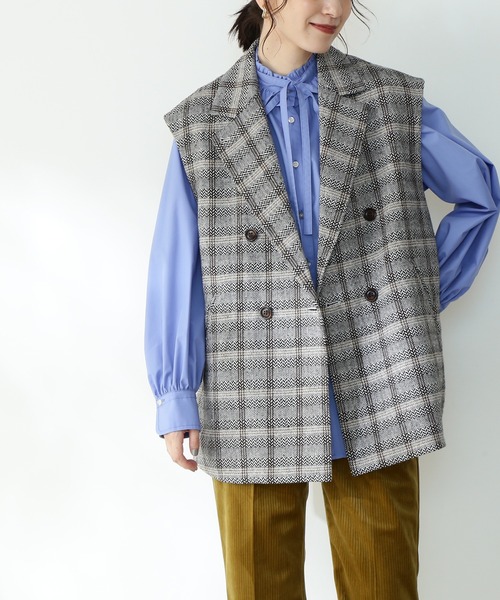 N.(N. Natural Beauty Basic)(エヌエヌナチュラルビューティーベーシック)の「《n.'look》◆オーバーショルダージレジャケット(その他アウター・レディース・チェック/ブラック系その他・MEDIUM)」の12枚目の写真