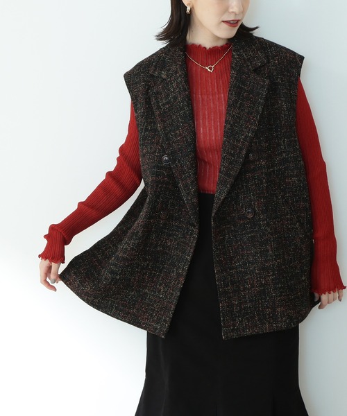N.(N. Natural Beauty Basic)(エヌエヌナチュラルビューティーベーシック)の「《n.'look》◆オーバーショルダージレジャケット(その他アウター・レディース・チェック/ブラック系その他・MEDIUM)」の3枚目の写真