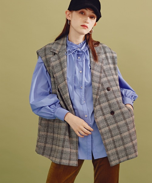 N.(N. Natural Beauty Basic)(エヌエヌナチュラルビューティーベーシック)の「《n.'look》◆オーバーショルダージレジャケット(その他アウター・レディース・チェック/ブラック系その他・MEDIUM)」の6枚目の写真