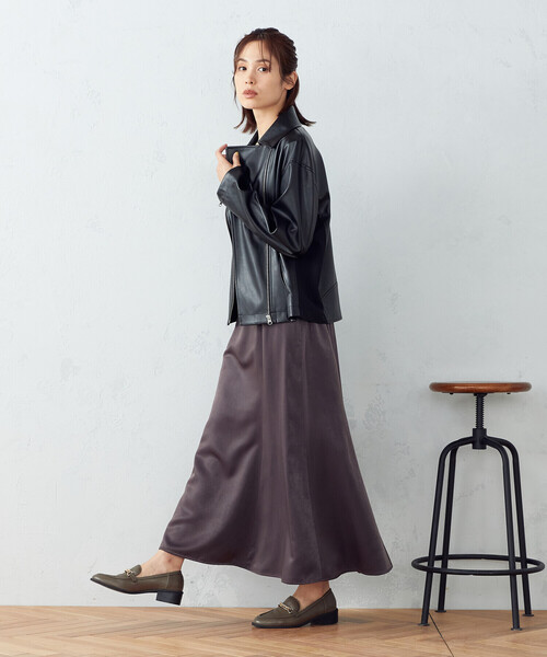 COMME CA ISM（コムサイズム）の「フェイクレザー　ライダースジャケット（ライダースジャケット・レディース・ブラック/ダークブラウン・MEDIUM/LARGE）」の4枚目の写真