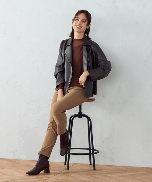 COMME CA ISM（コムサイズム）の「フェイクレザー　ライダースジャケット（ライダースジャケット・レディース・ブラック/ダークブラウン・MEDIUM/LARGE）」の7枚目の写真