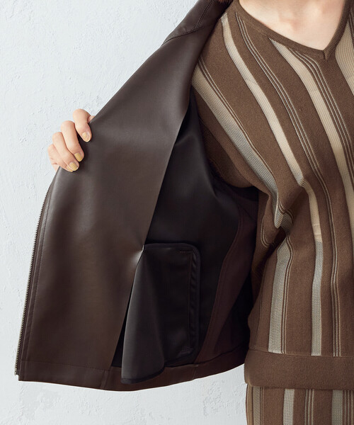 COMME CA ISM（コムサイズム）の「フェイクレザー　ライダースジャケット（ライダースジャケット・レディース・ブラック/ダークブラウン・MEDIUM/LARGE）」の20枚目の写真