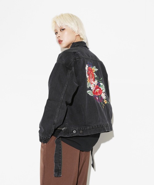 LEGENDA（レジェンダ）の「レジェンダ フラワー エンブロイダリー ショートデニムジャケット / LEGENDA Flower Embroidery Short Denim Jacket（デニムジャケット・メンズ・インディゴブルー/ブラック・FREE）」の10枚目の写真