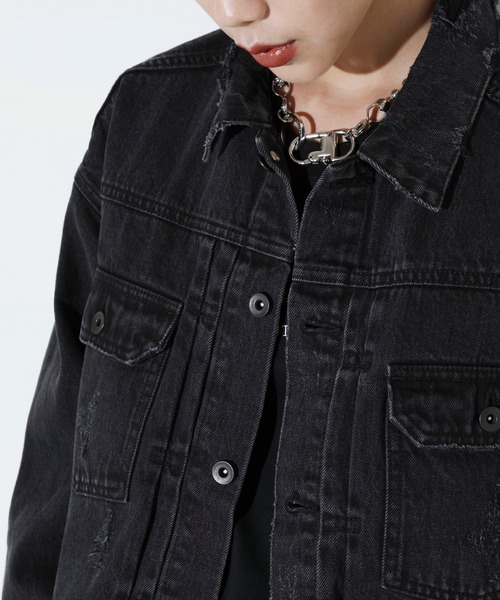 LEGENDA（レジェンダ）の「レジェンダ フラワー エンブロイダリー ショートデニムジャケット / LEGENDA Flower Embroidery Short Denim Jacket（デニムジャケット・メンズ・インディゴブルー/ブラック・FREE）」の5枚目の写真