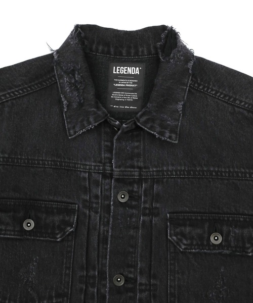 LEGENDA（レジェンダ）の「レジェンダ フラワー エンブロイダリー ショートデニムジャケット / LEGENDA Flower Embroidery Short Denim Jacket（デニムジャケット・メンズ・インディゴブルー/ブラック・FREE）」の6枚目の写真