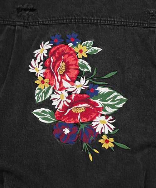 LEGENDA（レジェンダ）の「レジェンダ フラワー エンブロイダリー ショートデニムジャケット / LEGENDA Flower Embroidery Short Denim Jacket（デニムジャケット・メンズ・インディゴブルー/ブラック・FREE）」の7枚目の写真