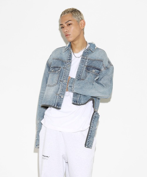 LEGENDA（レジェンダ）の「レジェンダ フラワー エンブロイダリー ショートデニムジャケット / LEGENDA Flower Embroidery Short Denim Jacket（デニムジャケット・メンズ・インディゴブルー/ブラック・FREE）」の13枚目の写真