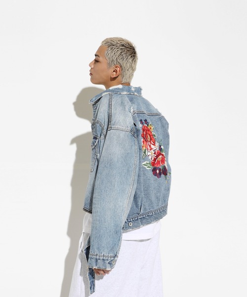 LEGENDA（レジェンダ）の「レジェンダ フラワー エンブロイダリー ショートデニムジャケット / LEGENDA Flower Embroidery Short Denim Jacket（デニムジャケット・メンズ・インディゴブルー/ブラック・FREE）」の22枚目の写真