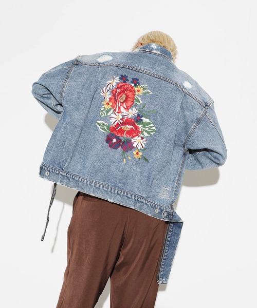 LEGENDA（レジェンダ）の「レジェンダ フラワー エンブロイダリー ショートデニムジャケット / LEGENDA Flower Embroidery Short Denim Jacket（デニムジャケット・メンズ・インディゴブルー/ブラック・FREE）」の15枚目の写真