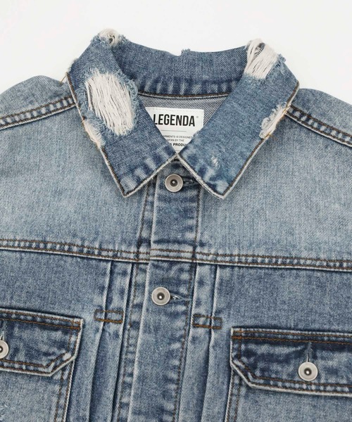 LEGENDA（レジェンダ）の「レジェンダ フラワー エンブロイダリー ショートデニムジャケット / LEGENDA Flower Embroidery Short Denim Jacket（デニムジャケット・メンズ・インディゴブルー/ブラック・FREE）」の17枚目の写真