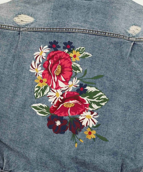 LEGENDA（レジェンダ）の「レジェンダ フラワー エンブロイダリー ショートデニムジャケット / LEGENDA Flower Embroidery Short Denim Jacket（デニムジャケット・メンズ・インディゴブルー/ブラック・FREE）」の18枚目の写真