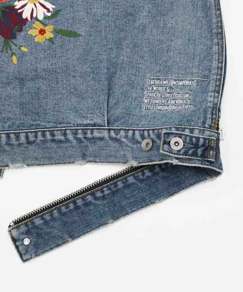LEGENDA（レジェンダ）の「レジェンダ フラワー エンブロイダリー ショートデニムジャケット / LEGENDA Flower Embroidery Short Denim Jacket（デニムジャケット・メンズ・インディゴブルー/ブラック・FREE）」の19枚目の写真