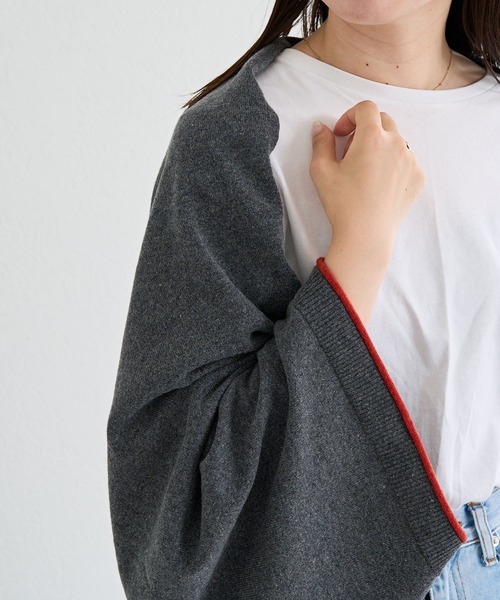 russet(ラシット)の「着るストール(MR-032)(ストール/ショール・レディース・チャコールグレー/レッド/グリーン/ベージュ/ブラック・FREE)」の20枚目の写真