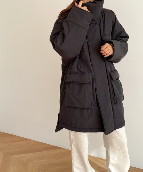 CANAL JEAN（キャナルジーン）の「arc(アーク) オーバーサイズミリタリージャケットコート（ミリタリージャケット・レディース・カーキ/ブラック・ONE SIZE）」の4枚目の写真