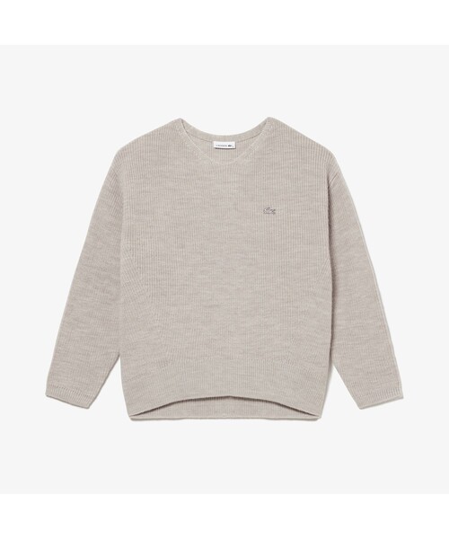 LACOSTE(ラコステ)の「ウォッシャブルウールミドルゲージVネックセーター(ニット/セーター・レディース・ナチュラル/グレー/カリビアンブルー/ホワイト・40/36/34/38)」の4枚目の写真