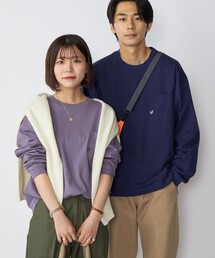 SHIPS | *SHIPS: 〈汗染み防止加工〉 ワンポイント ロゴ ビッグシルエット ヘビーウェイト Tシャツ (ロンT)(Tシャツ/カットソー)