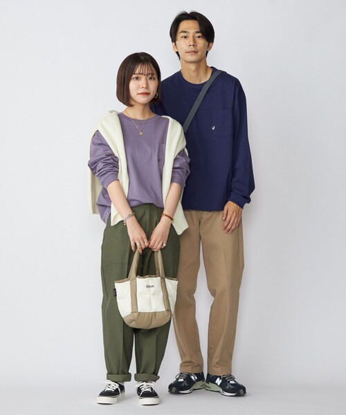 SHIPS（シップス）の「*SHIPS: 〈汗染み防止加工〉 ワンポイント ロゴ ビッグシルエット ヘビーウェイト Tシャツ (ロンT)（Tシャツ/カットソー・メンズ・ホワイト/ブラック/パープル/ネイビー・MEDIUM/X-LARGE/LARGE/SMALL）」の7枚目の写真