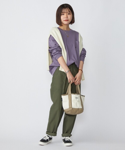 SHIPS（シップス）の「*SHIPS: 〈汗染み防止加工〉 ワンポイント ロゴ ビッグシルエット ヘビーウェイト Tシャツ (ロンT)（Tシャツ/カットソー・メンズ・ホワイト/ブラック/パープル/ネイビー・MEDIUM/X-LARGE/LARGE/SMALL）」の9枚目の写真