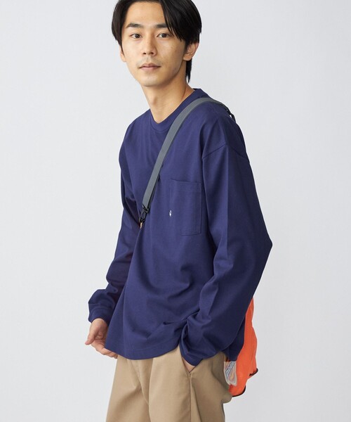 SHIPS（シップス）の「*SHIPS: 〈汗染み防止加工〉 ワンポイント ロゴ ビッグシルエット ヘビーウェイト Tシャツ (ロンT)（Tシャツ/カットソー・メンズ・ホワイト/ブラック/パープル/ネイビー・MEDIUM/X-LARGE/LARGE/SMALL）」の14枚目の写真