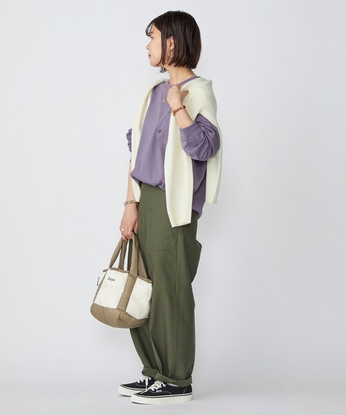 SHIPS（シップス）の「*SHIPS: 〈汗染み防止加工〉 ワンポイント ロゴ ビッグシルエット ヘビーウェイト Tシャツ (ロンT)（Tシャツ/カットソー・メンズ・ホワイト/ブラック/パープル/ネイビー・MEDIUM/X-LARGE/LARGE/SMALL）」の17枚目の写真