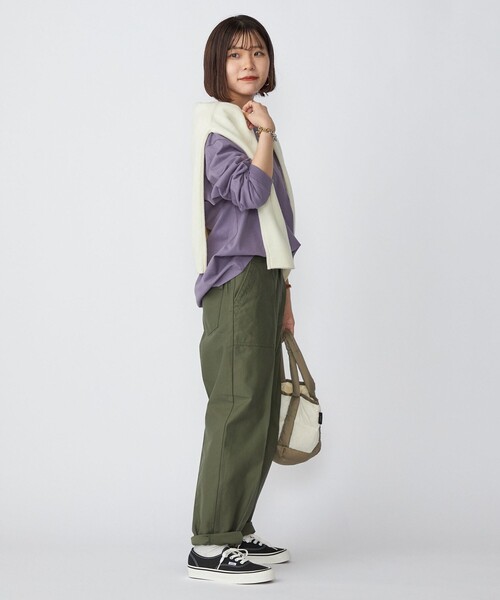 SHIPS（シップス）の「*SHIPS: 〈汗染み防止加工〉 ワンポイント ロゴ ビッグシルエット ヘビーウェイト Tシャツ (ロンT)（Tシャツ/カットソー・メンズ・ホワイト/ブラック/パープル/ネイビー・MEDIUM/X-LARGE/LARGE/SMALL）」の19枚目の写真