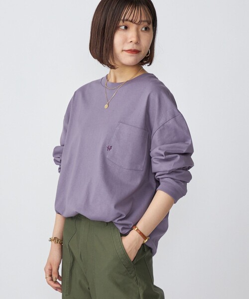 SHIPS（シップス）の「*SHIPS: 〈汗染み防止加工〉 ワンポイント ロゴ ビッグシルエット ヘビーウェイト Tシャツ (ロンT)（Tシャツ/カットソー・メンズ・ホワイト/ブラック/パープル/ネイビー・MEDIUM/X-LARGE/LARGE/SMALL）」の21枚目の写真