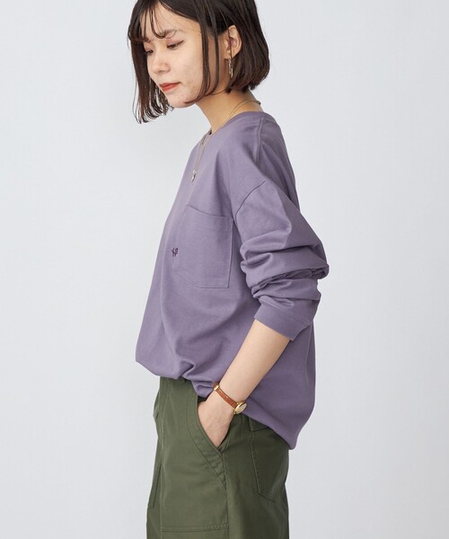 SHIPS（シップス）の「*SHIPS: 〈汗染み防止加工〉 ワンポイント ロゴ ビッグシルエット ヘビーウェイト Tシャツ (ロンT)（Tシャツ/カットソー・メンズ・ホワイト/ブラック/パープル/ネイビー・MEDIUM/X-LARGE/LARGE/SMALL）」の22枚目の写真