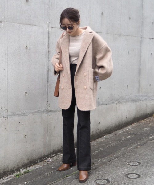 LAULEN（ローレン）の「wool shaggy coat/ウールシャギーコート（テーラードジャケット・レディース・グレー/アイボリー/ベージュ・FREE）」の19枚目の写真