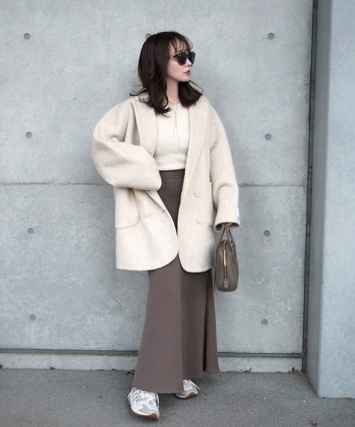 LAULEN（ローレン）の「wool shaggy coat/ウールシャギーコート（テーラードジャケット・レディース・グレー/アイボリー/ベージュ・FREE）」の13枚目の写真