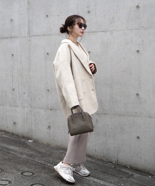 LAULEN（ローレン）の「wool shaggy coat/ウールシャギーコート（テーラードジャケット・レディース・グレー/アイボリー/ベージュ・FREE）」の9枚目の写真