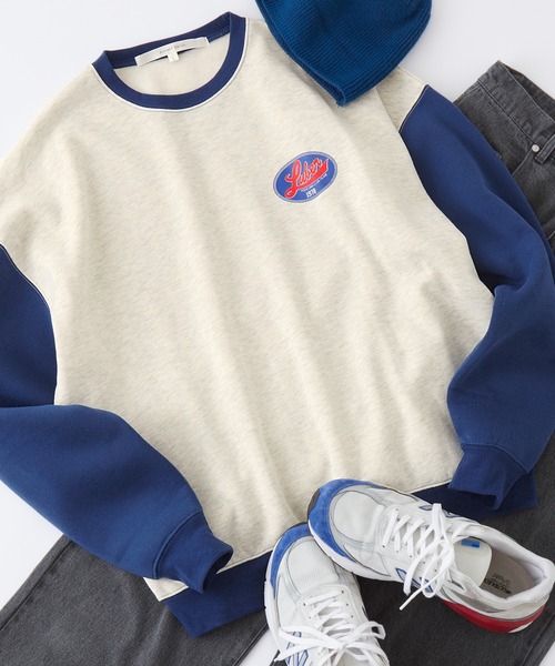 Anchor Smith（アンカー スミス）の「オーバーサイズ カレッジデザインプルオーバースウェット（スウェット・メンズ・グリーン系2/グレー系2/グリーン系1/ネイビー系2/ネイビー系1/グレー系1/ブラック系1/ブラック系2/ブルー系3/ブラック系3/グレー系3/ネイビー系3/グレー系4/チャコール/ネイビー系4/ネイビー系5/ブラック系4/グレー系7/グレー系5/グレー系6・M/L）」の7枚目の写真