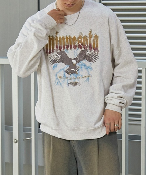 Anchor Smith（アンカー スミス）の「オーバーサイズ カレッジデザインプルオーバースウェット（スウェット・メンズ・グリーン系2/グレー系2/グリーン系1/ネイビー系2/ネイビー系1/グレー系1/ブラック系1/ブラック系2/ブルー系3/ブラック系3/グレー系3/ネイビー系3/グレー系4/チャコール/ネイビー系4/ネイビー系5/ブラック系4/グレー系7/グレー系5/グレー系6・M/L）」の12枚目の写真