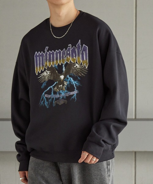 Anchor Smith（アンカー スミス）の「オーバーサイズ カレッジデザインプルオーバースウェット（スウェット・メンズ・グリーン系2/グレー系2/グリーン系1/ネイビー系2/ネイビー系1/グレー系1/ブラック系1/ブラック系2/ブルー系3/ブラック系3/グレー系3/ネイビー系3/グレー系4/チャコール/ネイビー系4/ネイビー系5/ブラック系4/グレー系7/グレー系5/グレー系6・M/L）」の19枚目の写真