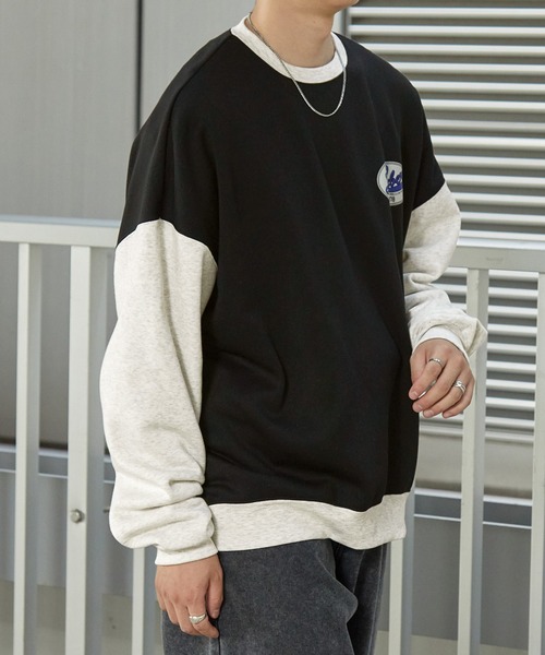 オーバーサイズ カレッジデザインプルオーバースウェット（スウェット