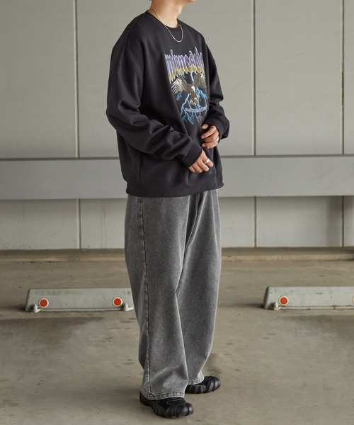 オーバーサイズ カレッジデザインプルオーバースウェット（スウェット