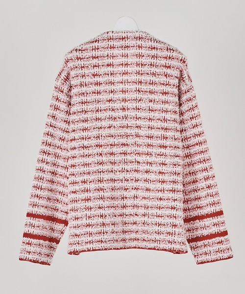 DISCOVERED（ディスカバード）の「TWEED KNIT CARDIGAN JACKET（ノーカラージャケット・メンズ・ホワイト×レッド/ブラック×ホワイト・1/3/2）」の10枚目の写真