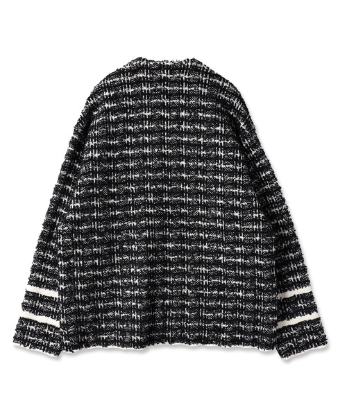 DISCOVERED（ディスカバード）の「TWEED KNIT CARDIGAN JACKET（ノーカラージャケット・メンズ・ホワイト×レッド/ブラック×ホワイト・1/3/2）」の16枚目の写真