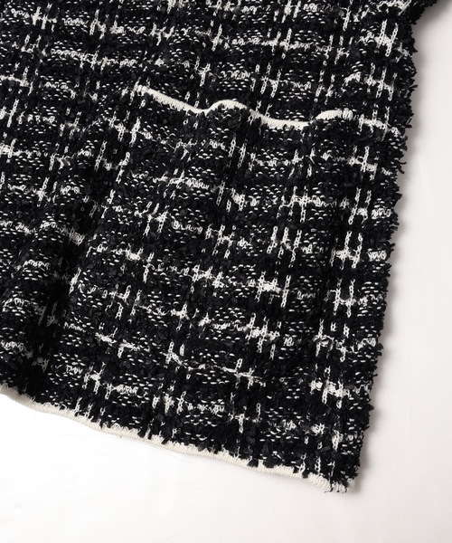 DISCOVERED（ディスカバード）の「TWEED KNIT CARDIGAN JACKET（ノーカラージャケット・メンズ・ホワイト×レッド/ブラック×ホワイト・1/3/2）」の14枚目の写真