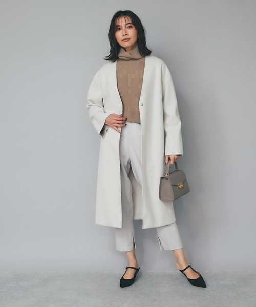 RIVE DROITE（リヴドロワ）の「つい触れたくなるようなふわふわ感/ヘアリーヤーンクロップドタートルニット（ニット/セーター・レディース・サーモンピンク/モカ/サックスブルー・FREE）」の12枚目の写真