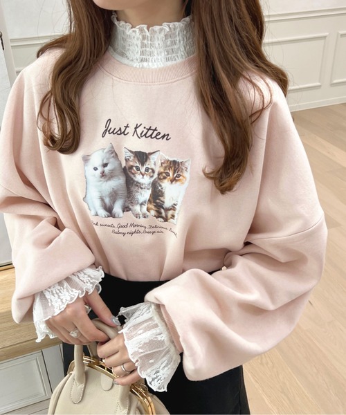 apres jour（アプレジュール）の「Catスウェット【ZOZOTOWN限定アイテム】（スウェット・レディース・ネイビー/ライトピンク/オフホワイト/ベビーピンク・フリー/X-LARGE）」の4枚目の写真