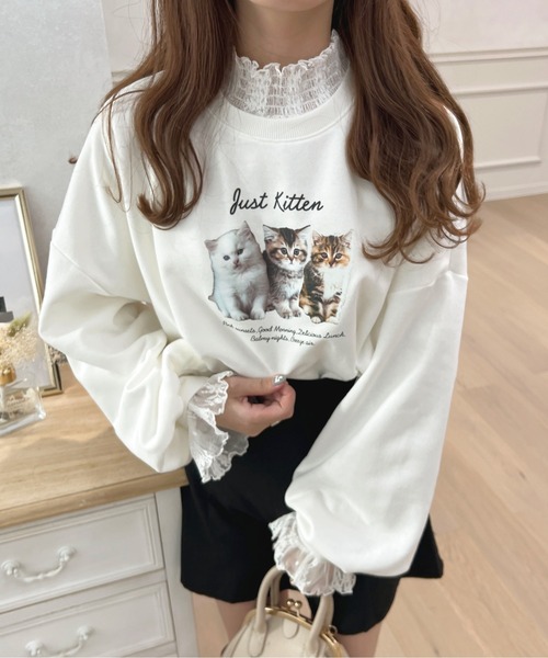 apres jour（アプレジュール）の「Catスウェット【ZOZOTOWN限定アイテム】（スウェット・レディース・ネイビー/ライトピンク/オフホワイト/ベビーピンク・フリー/X-LARGE）」の6枚目の写真