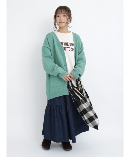 Samansa Mos2(サマンサ モスモス)の「【帯電防止】ミドル丈カーディガン(カーディガン/ボレロ・レディース・ブラック/ベージュ/ミント・フリ-)」の4枚目の写真