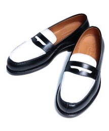 Jalan Sriwijaya/99036/CALF/BLACK&WHITE/LEATHER SOLE/コインローファー