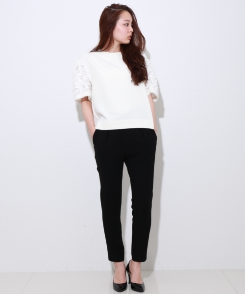 STUDIOUS（ステュディオス）の「STUDIOUS センタータックジョーゼットPT（スラックス・レディース・アイボリー/ブラック・0/1）」の14枚目の写真