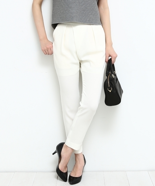 STUDIOUS（ステュディオス）の「STUDIOUS センタータックジョーゼットPT（スラックス・レディース・アイボリー/ブラック・0/1）」の11枚目の写真
