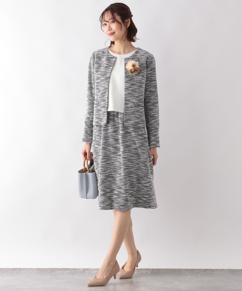 GLOBAL WORK（グローバルワーク）の「洗えるカットツイードジャケット/124245（ノーカラージャケット・レディース・ホワイト系/ネイビー系・MEDIUM/LARGE）」の21枚目の写真