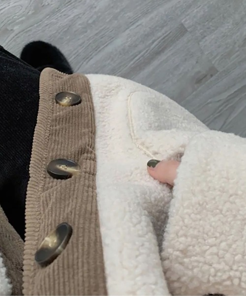 LOPASS(ロパス)の「ゆったりボアコート(その他アウター・レディース・ブルー/アイボリー・M/L)」の5枚目の写真